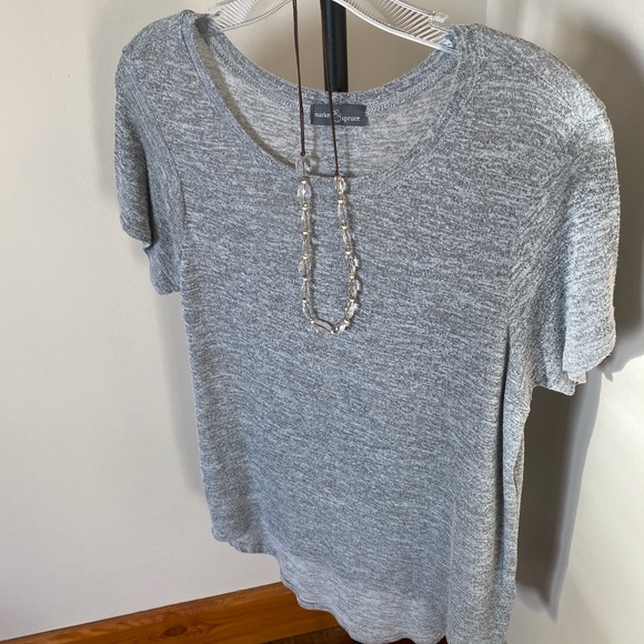 Market & Spruce Short-sleeve High-low Top Grey S - Picture 5 of 7